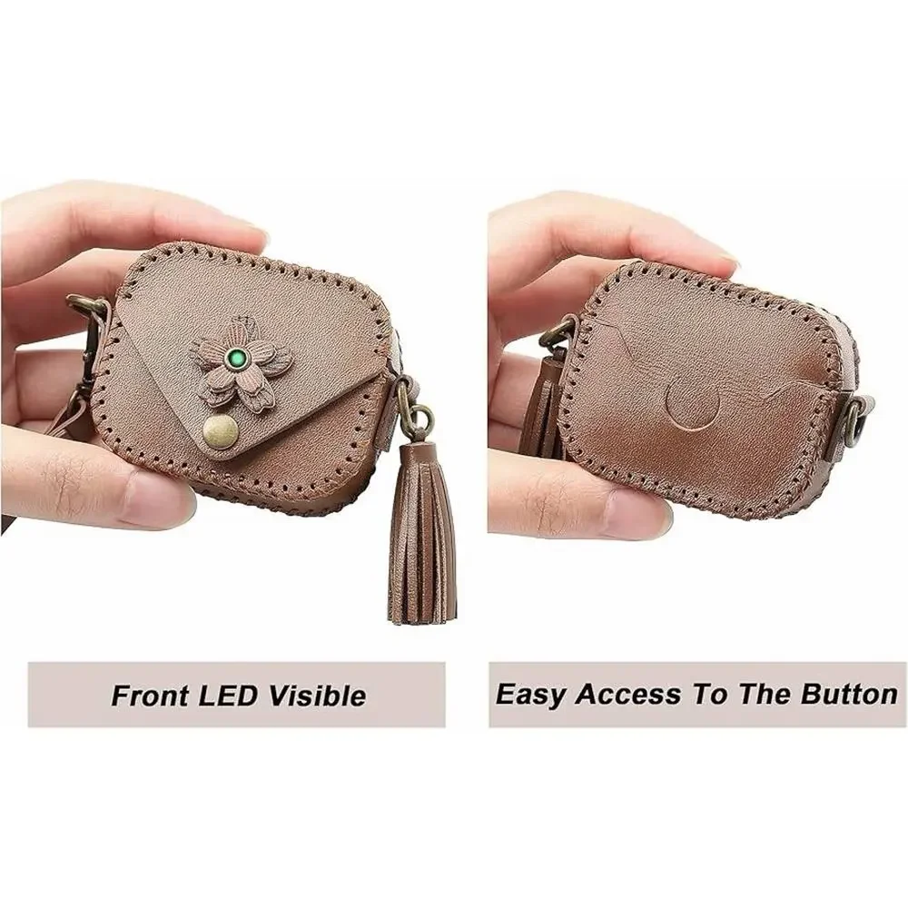 Leather Protective Case w. Adjustable Cross Body Strap for AirPods Pro